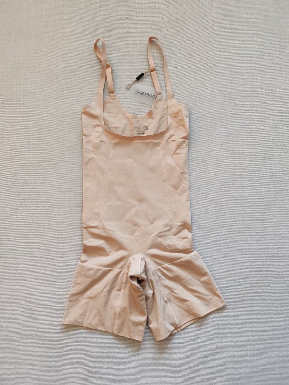SHAPERX Seamless Mid-Thigh Shapewear Bodysuit Tummy Control Open Bust - Size S